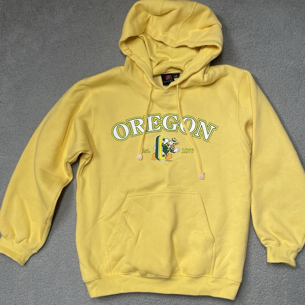 Vintage University Of Oregon Ducks Hoodie Sweatshirt Disney Donald Duck Yellow S